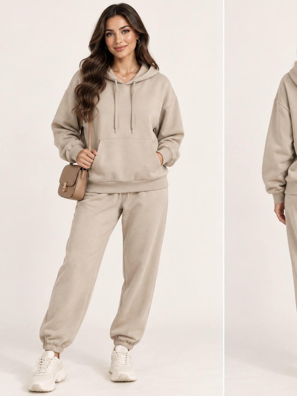 NWT Beige Oversized Hoodie & Jogger Sweatsuit Set